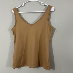 Womens Tan V Neck Sleeveless Tank Top Women's Size M